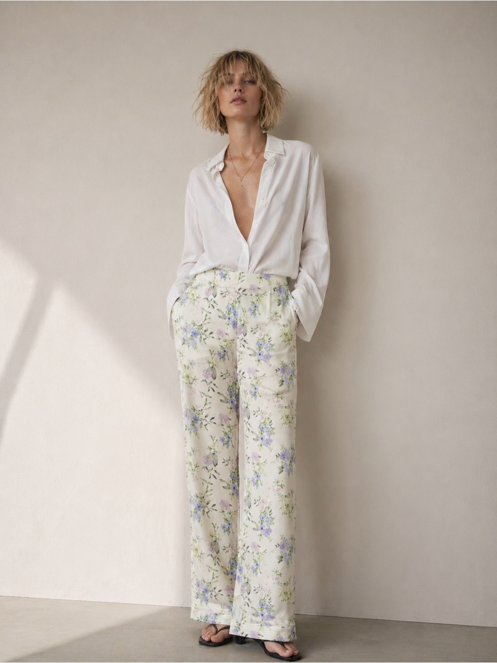 THE KOOPLES French Luxury Brand Floral Print Pant